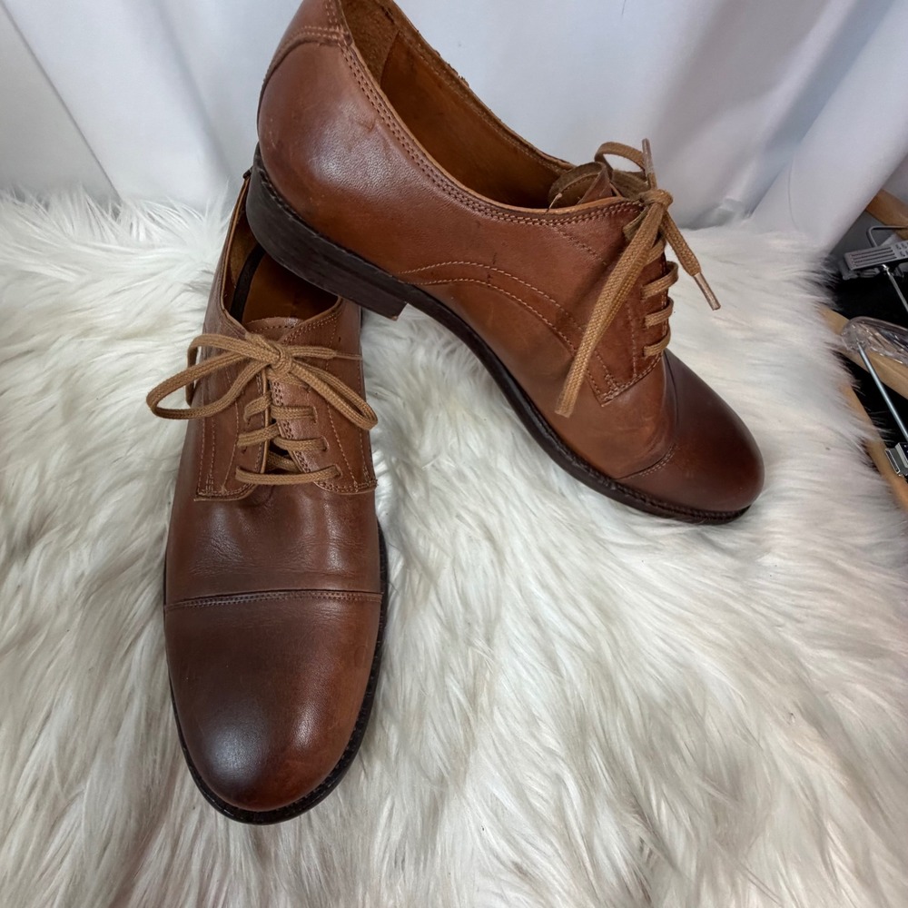Zara Man Brown Leather Cap Toe Oxford Dress Shoes EU 44 US 11